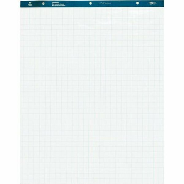 Business Source Easel Pad, 27inx34in, 50 Sheets, 1in Quad, White, 4PK BSN38589
